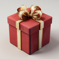 金色のリボンが付いた、高級感のあるプレゼントボックスの3Dイラスト