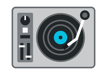 DJ Turntable Flat Colored Vector Icon for Music and Party