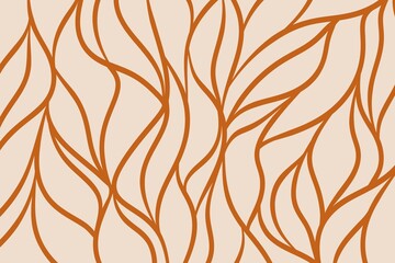Cream abstract organic branches with brown fluid strokes and natural flow, ideal for botanical or wellness visuals