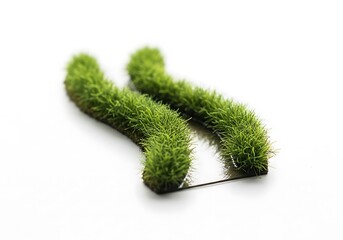 Curved green grass elements isolated on white background