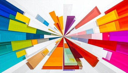 幾何学的な四角形が中心から光のように広がる明るい抽象グラフィックの壁紙