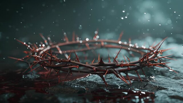 Symbolic crown of thorns on a dark background, evoking themes of sacrifice and spirituality