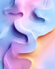Conceptual Modern Abstract Poster, Fluid Artistic Forms in Soft Pastel Purple, Blue, Pink, and Orange, for Social Media Banner, Wall Art, Greeting Card, Cover Art
