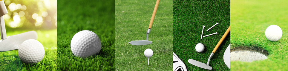 Playing golf. Collage of pictures. Sport and leisure