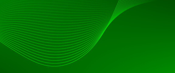 Bright green abstract background with curved light lines forming a dynamic wave. Suitable for business, technology, or eco-friendly concepts.eps10