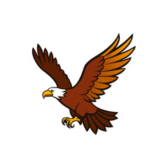 Majestic bald eagle in flight with open wings and sharp talons