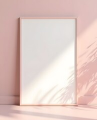 Empty pink background with elegant light reflection minimal art frame wall composition
