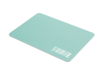 Isolated pale green ID card with barcode and abstract lines for identification access