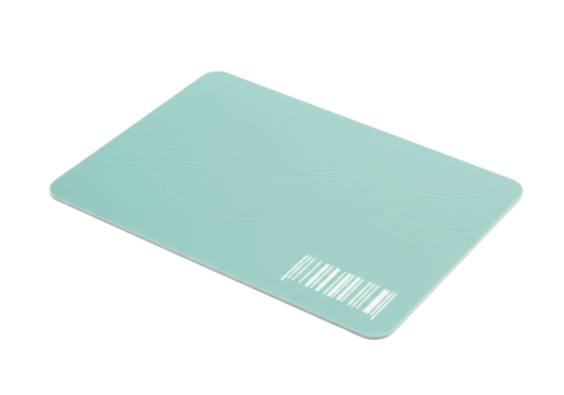 Isolated pale green ID card with barcode and abstract lines for identification access