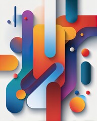 Modern Abstract Design, Vibrant Overlapping Geometric Shapes, Perfect for Social Media, Banner, Poster, Wall Art, Greeting Card, Cover Art, Template