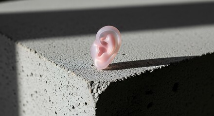 Ear Mold on Concrete Block