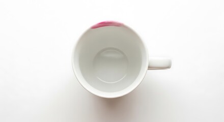 Lipstick-Stained Porcelain Cup on White Surface