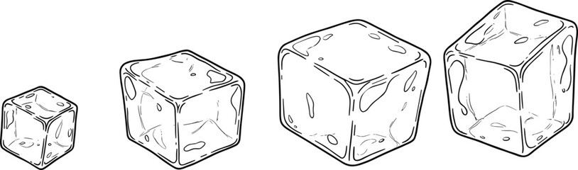 Ice, Cube, Cold, Frozen, Water, Block, Chill, Freeze, Drink, Beverage, Crystal, Clear, Shape, Vector, Illustration