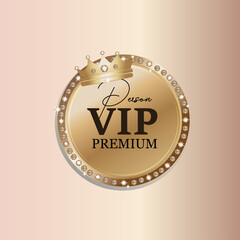 VIP anniversary golden label with ribbon