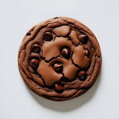 Tasty chocolate cookie in white background