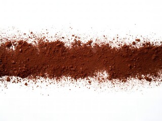 chocolate powder isolated in white background Top view