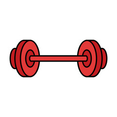 Red Barbell Weight Lifting Equipment Isolated on Black Background Simple Flat Icon Design