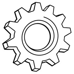 Simple black and white outline drawing of a gear