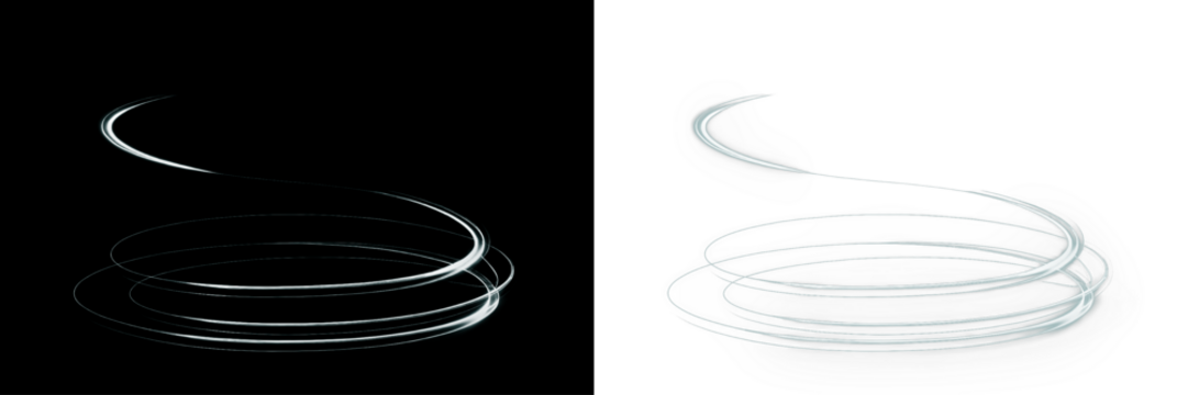 Abstract swirl design with transparent lines on contrasting black and white backgrounds, creating a dynamic visual effect, ideal for modern graphic projects and artistic expressions - Powered by Adobe