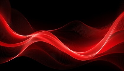 abstract red glowing wave lines on black background