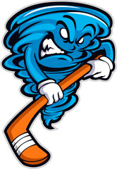 Fierce Tornado Playing Hockey Mascot Logo