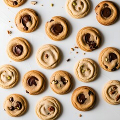 cookies with chocolate in white background tasty food
