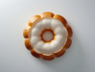 cake, brad in cream on white background, Top view