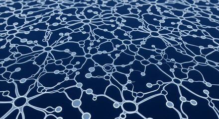 Intricate network of glowing connections with a depth of field effect for innovative technology and science concepts, perfect for modern designs and futuristic projects