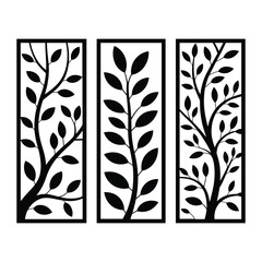 Nature branch tree and leaf decorative wall screen design elements