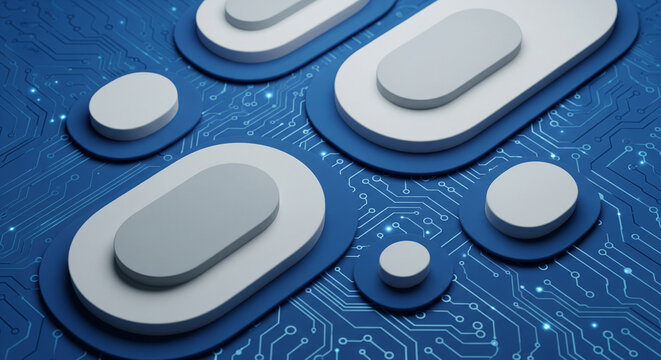 Modern technology design showcasing circuit board with glowing connections, ideal for cutting-edge innovations and advanced tech branding solutions now