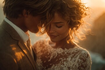 Elegant multicultural wedding moment. Generative AI