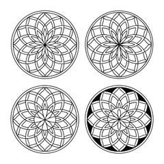Four geometric mandala circle pattern designs