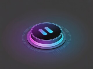 A modern pause button design featuring vibrant colors, set against a dark background, emphasizing a digital or technological theme.