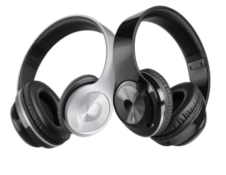 Stylish Wireless Over-Ear Headphones, Isolated on Transparent Background PNG