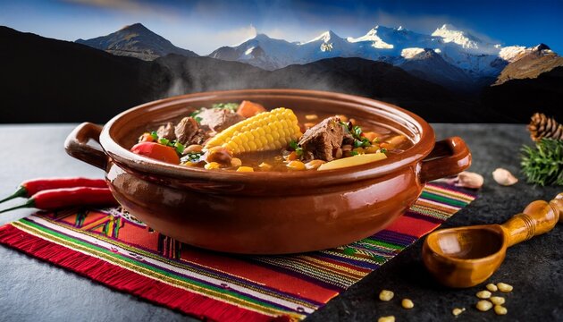 Bolivian Picana Soup in Clay Pot
