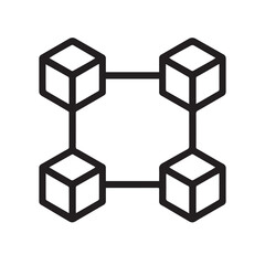 Blockchain Network Icon, Solid Line Distributed Ledger and Crypto Technology Symbol