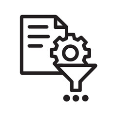 Data Processing Icon, Solid Line Artificial Intelligence and Automation Symbol