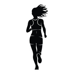 Runner woman back view silhouette graphic