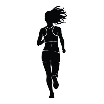 Runner woman back view silhouette graphic