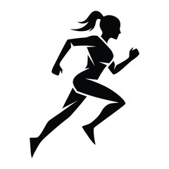 Runner woman abstract geometric silhouette graphic