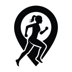 Runner silhouette within location pin marker graphic