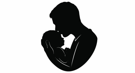 A loving silhouette capturing the tender bond between a father and his newborn, symbolizing paternal care, protection, and the profound joy of new parenthood