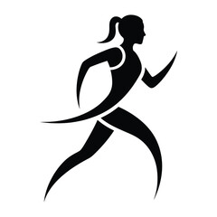 Runner silhouette with stylized flowing curved lines