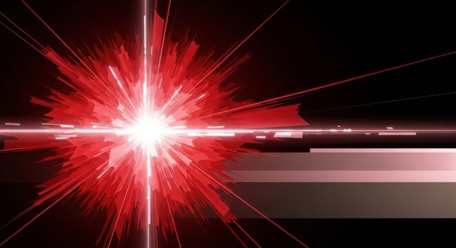Burst of Crimson Light Illuminates the Dark Expanse With Geometric Flares and Linear Energy