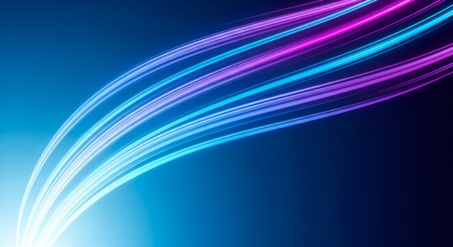 Abstract Blue and Purple Light Streaks Flowing image