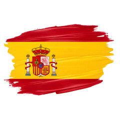 Fototapeta premium Spain Flag Brush Stroke on Transparent Background