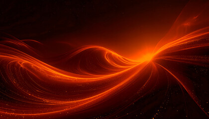 Abstract sci-fi background with space for text. Dynamic red and orange energy waves burst through the dark cosmic field, evoking feelings of a star explosion, rebirth, and spiritual transcendence. 