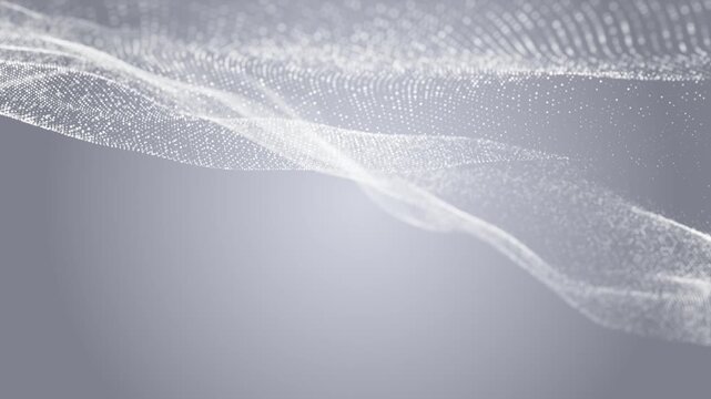 Abstract clean waves of dots move smoothly across a light background, creating a sense of airiness and technological sophistication. Ideal for presentations and scientific projects. Seamless loop.
