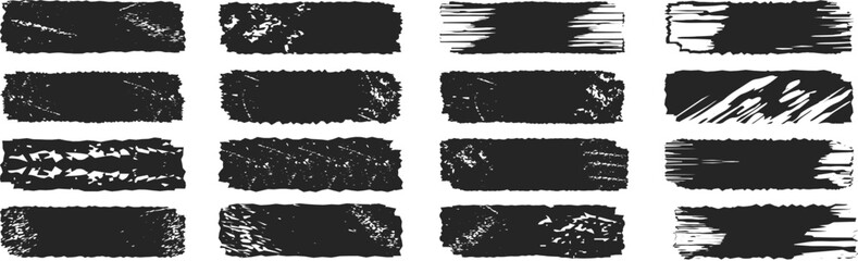 Black paint marks brush. Hand drawn grunge texture brush stroke and Grunge brushes collection. Brush stroke paint border on white background .