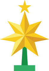 Star tree topper vector yellow Christmas ornament flat festive icon design
